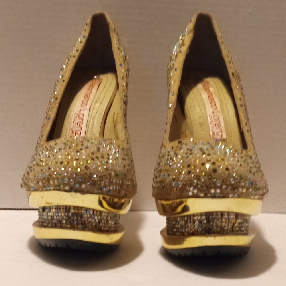 Gianmarco Lorenzi Sparkling Rhinestone Studded Platform Heels